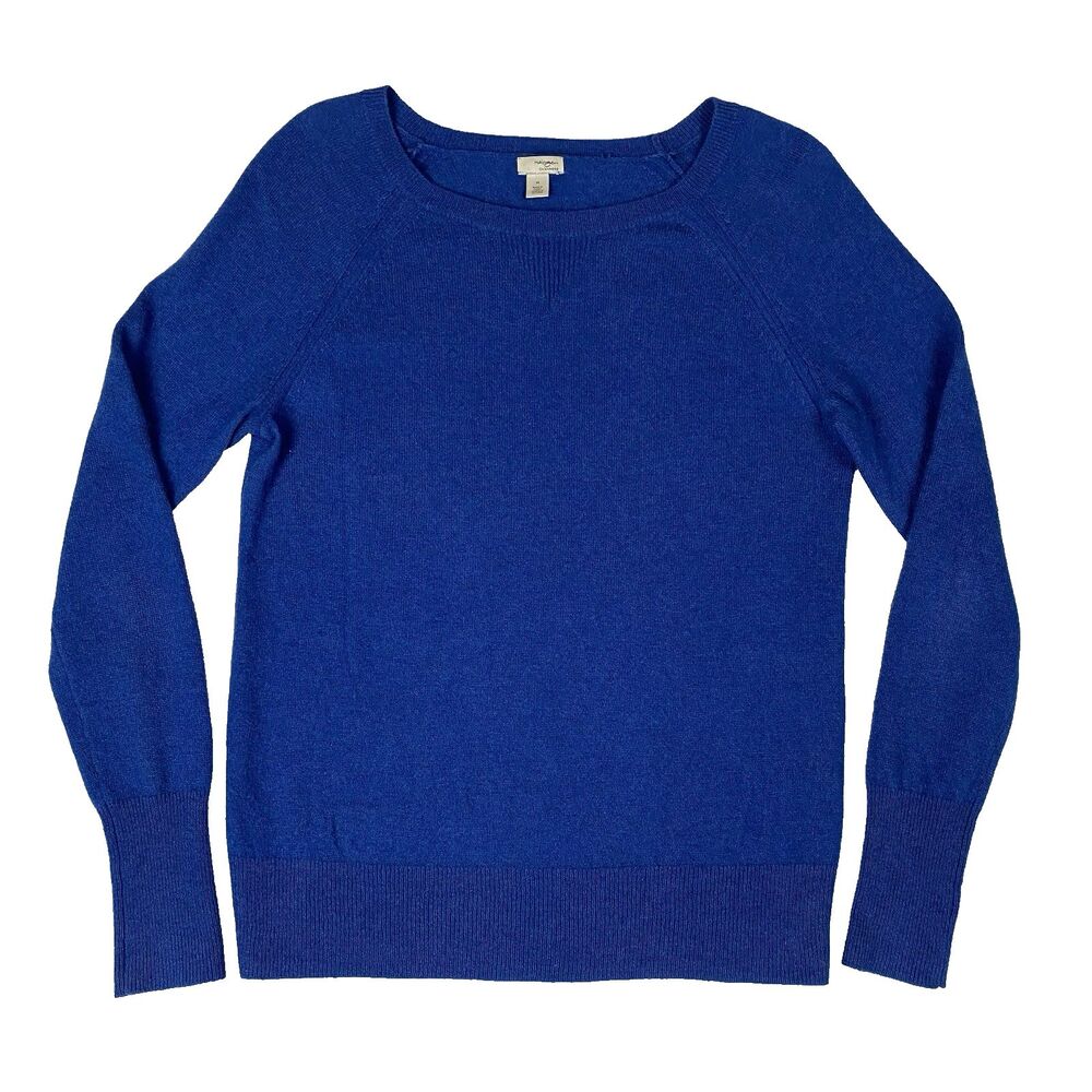 Halogen 100% Cashmere Sweater Womens M Cobalt Blue Crewneck Luxury Soft Knit